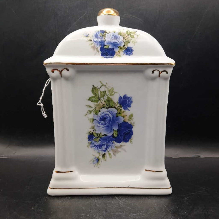Classic Treasures Mantle Carriage Clock Blue Rose Porcelain Collectable 7