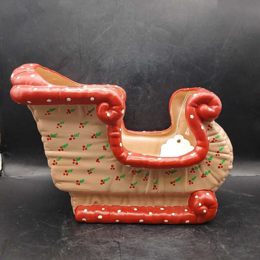 Kimple Mold Ceramic Christmas Santa Sleigh Planter Centerpiece Hobbyist 1980s