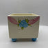 Footed Planter Ceramic Blue and Pink Floral VTG