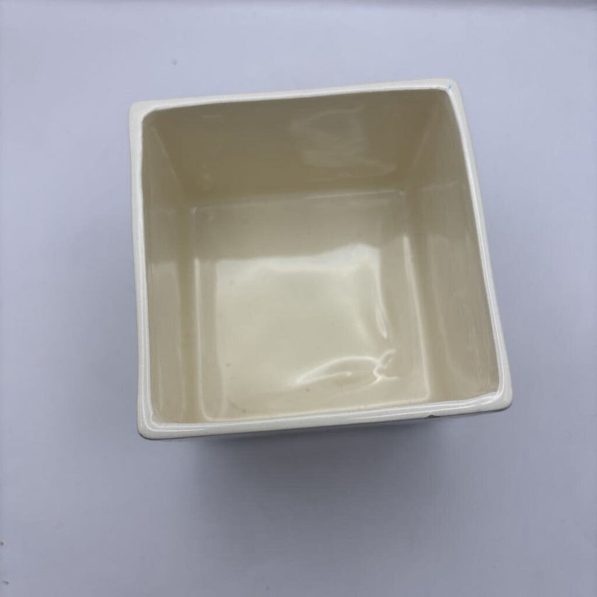 Footed Planter Ceramic Blue and Pink Floral VTG