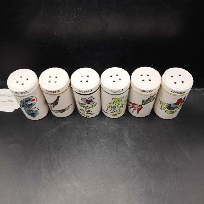 Lot of 6 Spice Shakers Ceramic