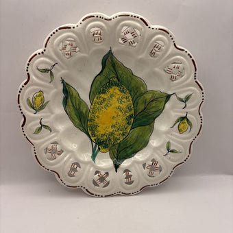 Italy -- Hand Painted Ceramic Plate - Lemon Motif 8 Inch