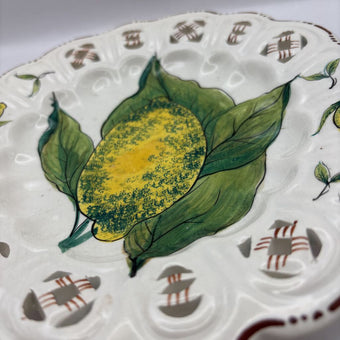 Italy -- Hand Painted Ceramic Plate - Lemon Motif 8 Inch