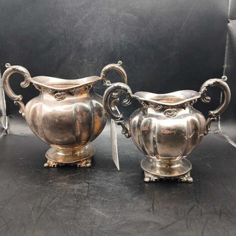 Silver plate tea sugar matching pair