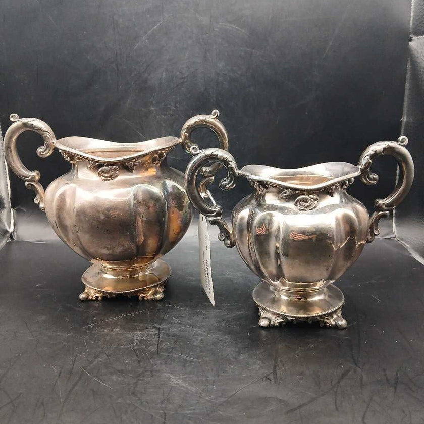 Silver plate tea sugar matching pair