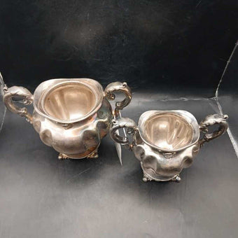 Silver plate tea sugar matching pair