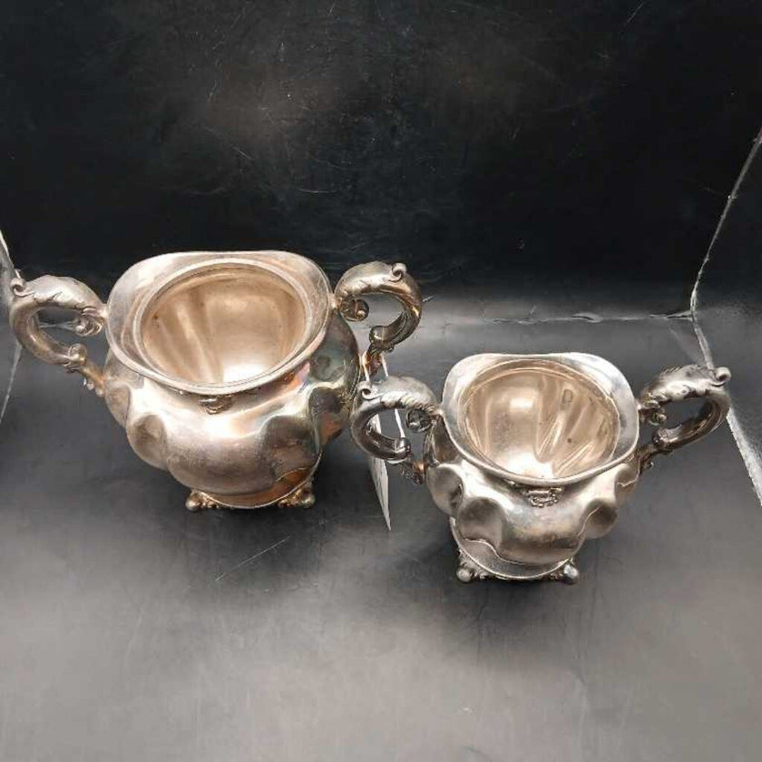 Silver plate tea sugar matching pair
