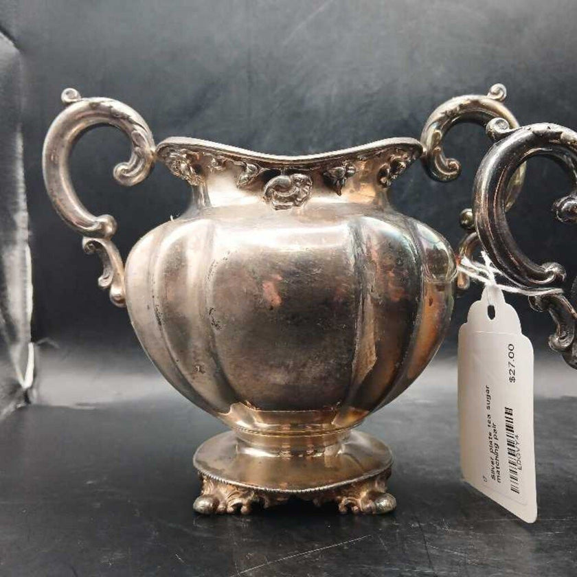 Silver plate tea sugar matching pair