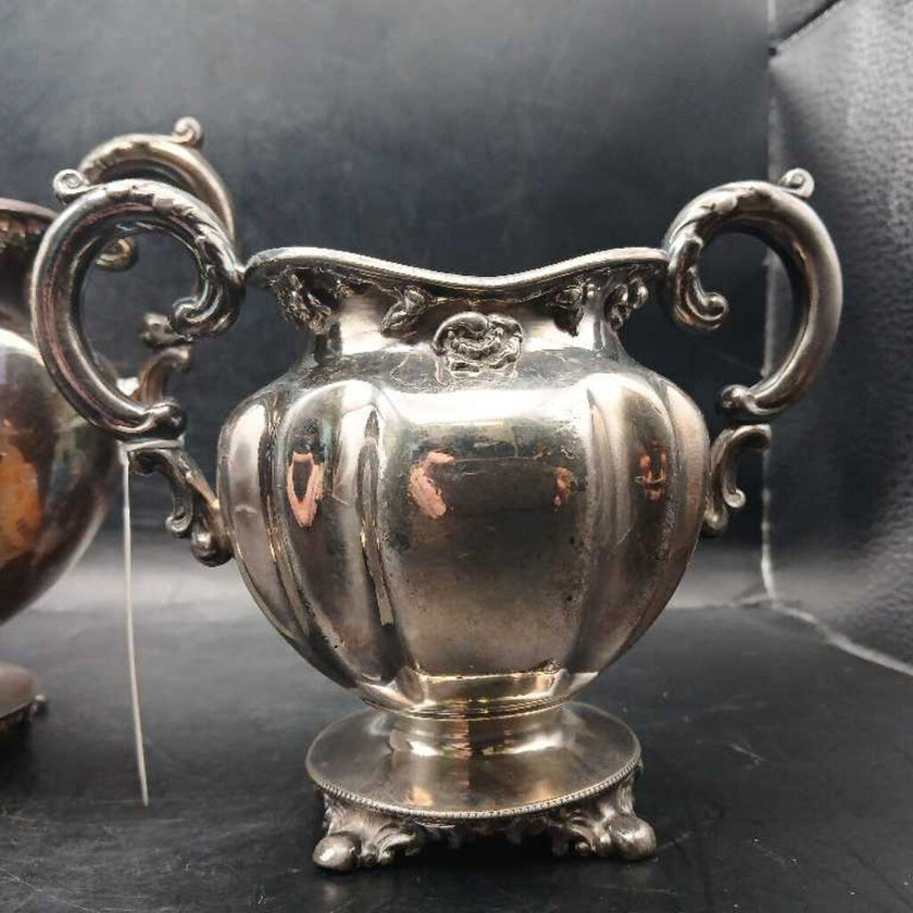 Silver plate tea sugar matching pair