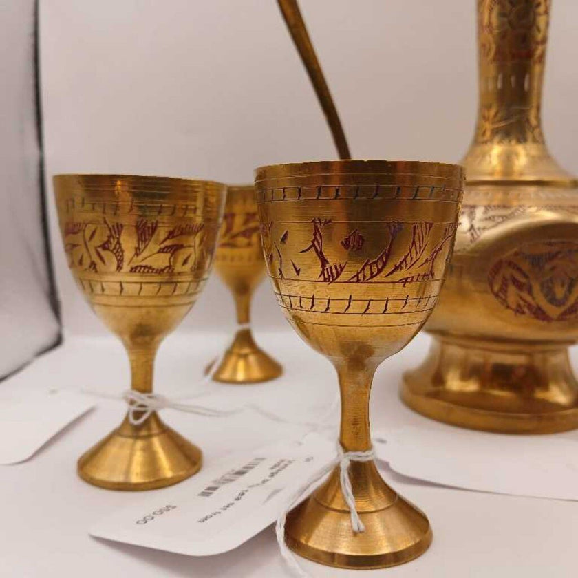 Vintage brass tea set from India