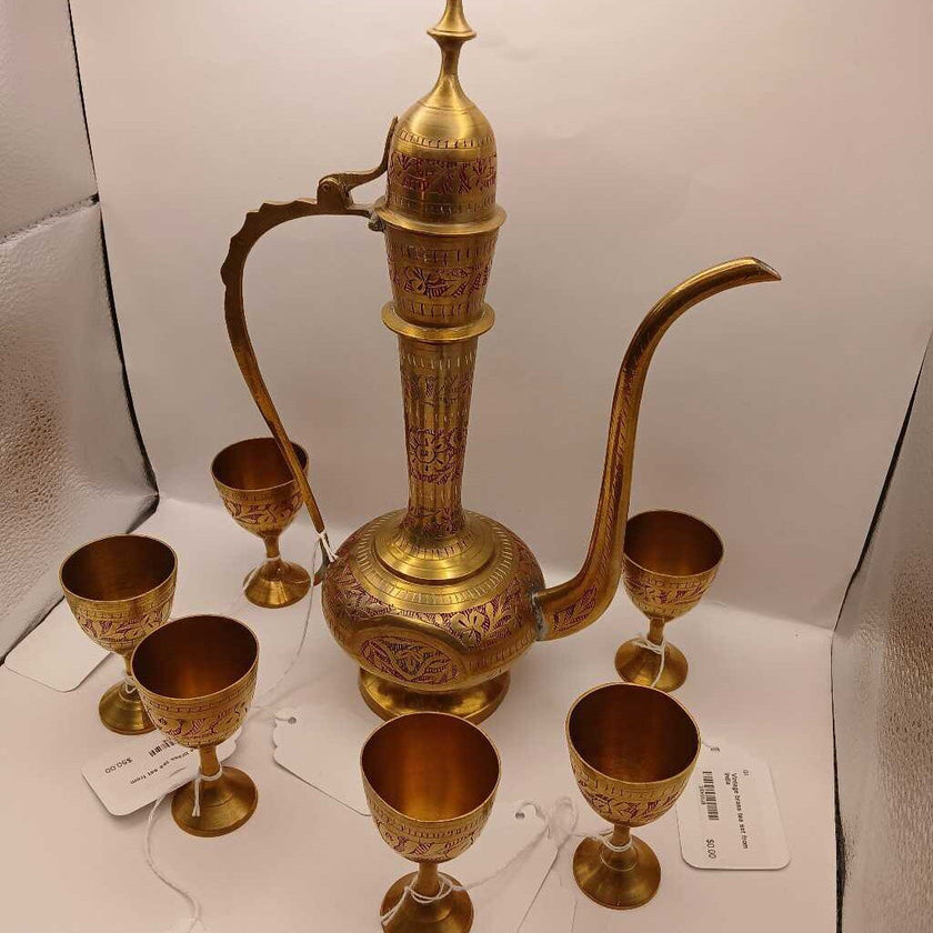 Vintage brass tea set from India