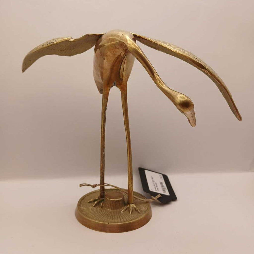 Brass Heron Egret Bird - Large Bowing