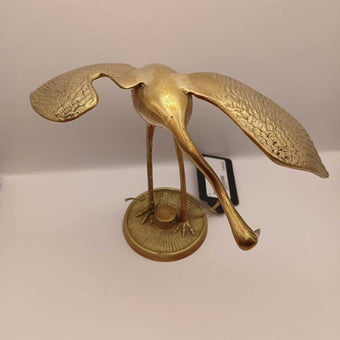 Brass Heron Egret Bird - Large Bowing