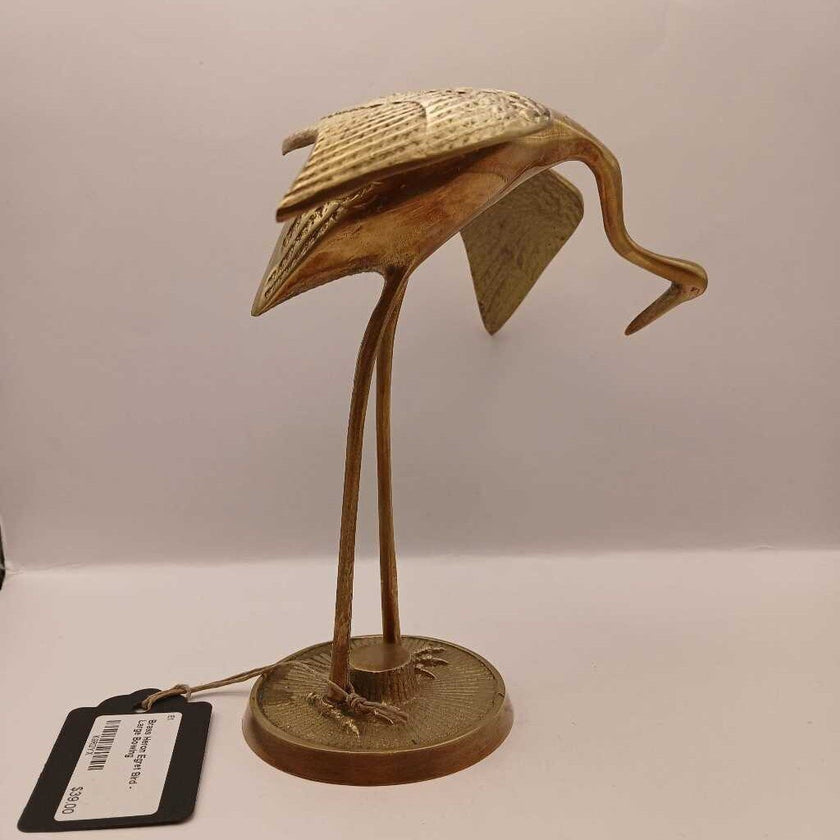 Brass Heron Egret Bird - Large Bowing