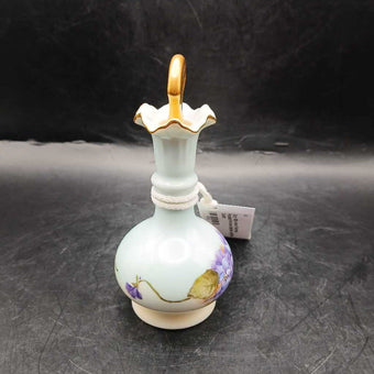 Early 1900s Hand Painted Porcelain Perfume Bottle w/Fan Dauber