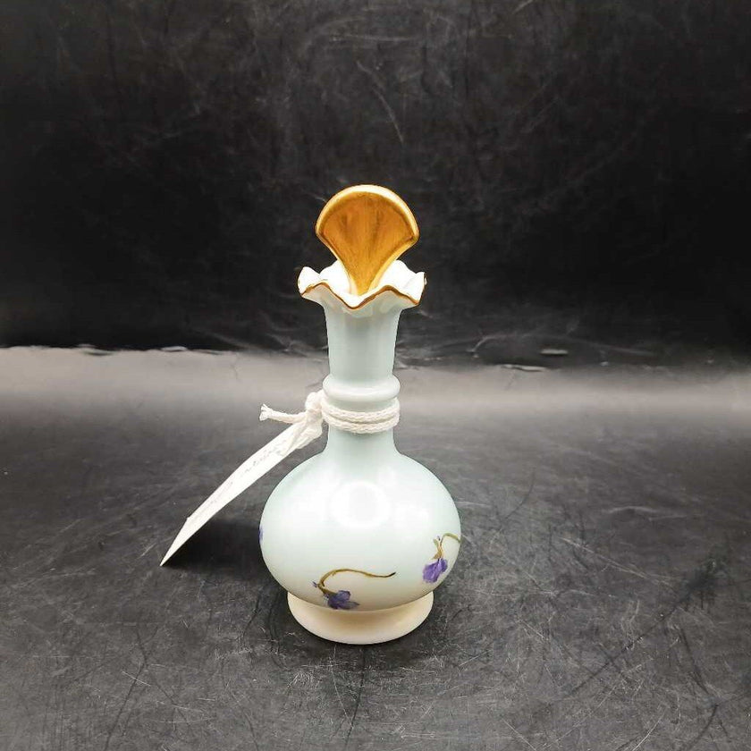 Early 1900s Hand Painted Porcelain Perfume Bottle w/Fan Dauber