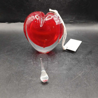Red Heart Art Glass Perfume Bottle w/Dauber