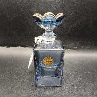 Light Blue 24% Crystal Perfume Bottle w/Flower Dauber, made in Italy