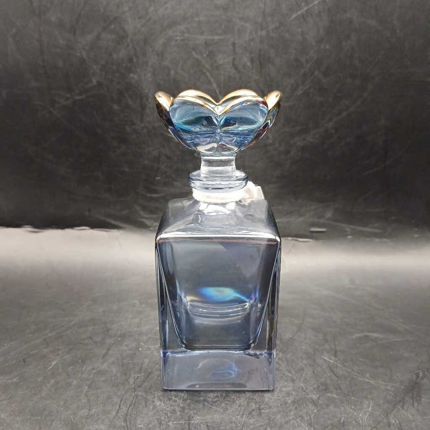 Light Blue 24% Crystal Perfume Bottle w/Flower Dauber, made in Italy