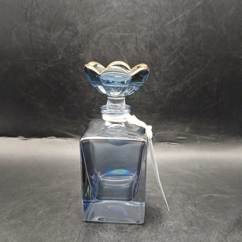 Light Blue 24% Crystal Perfume Bottle w/Flower Dauber, made in Italy