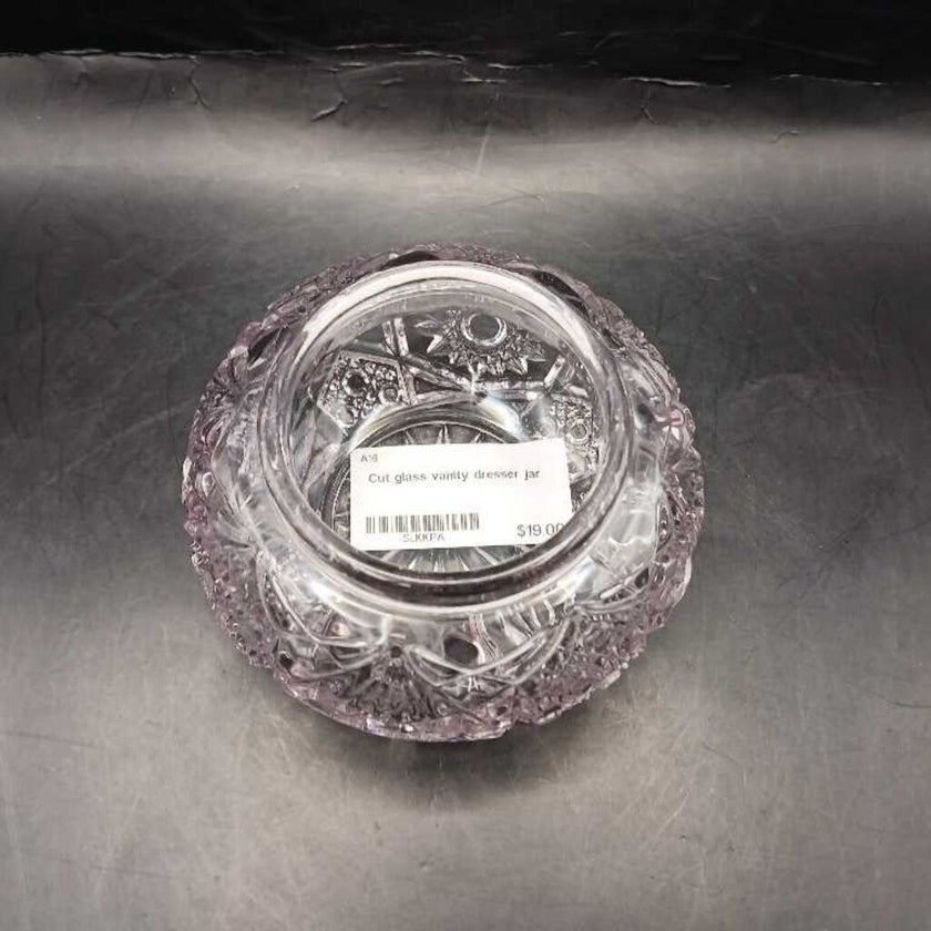 Cut glass vanity dresser jar