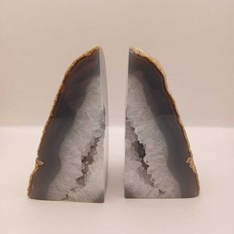 Brazilian clear crystal agate bookends