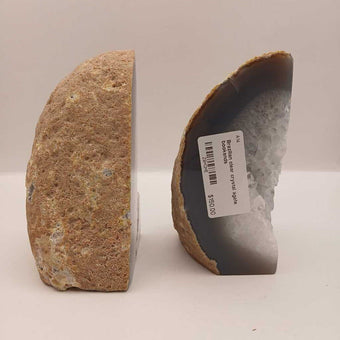 Brazilian clear crystal agate bookends