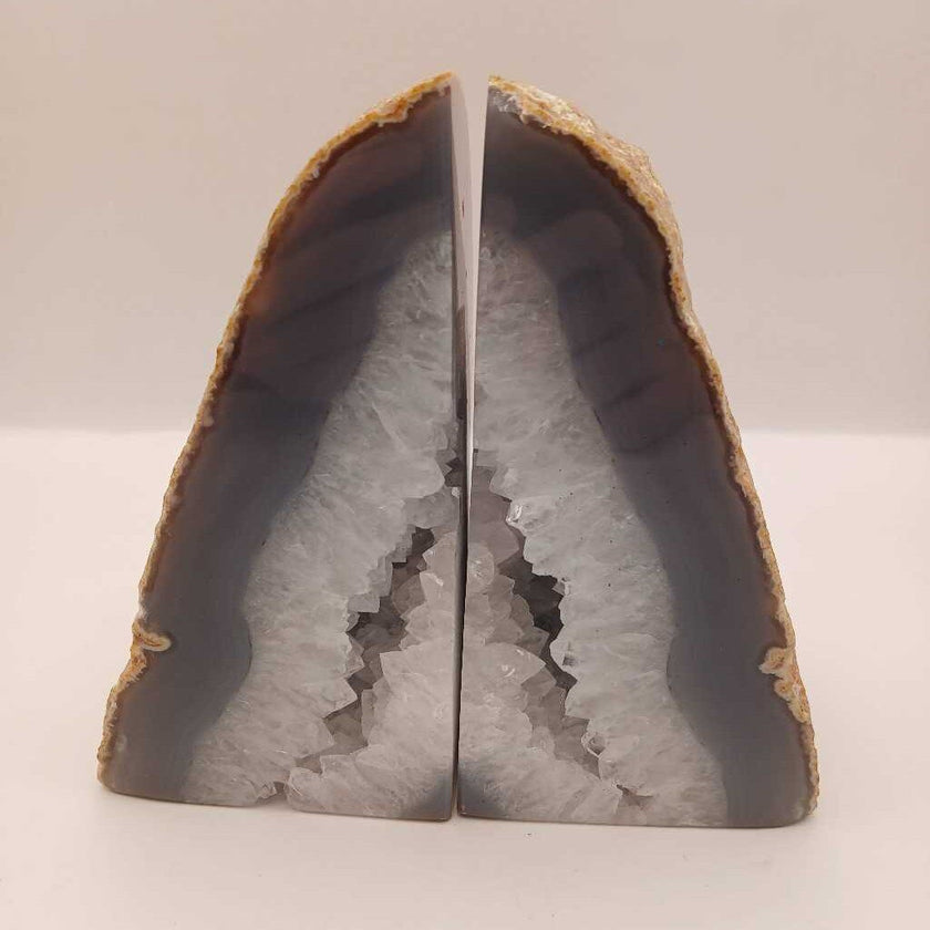 Brazilian clear crystal agate bookends