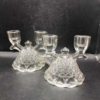 Set of 2 Vintage EAPG Imperial Glass Mount Vernon Double Candlestick Holder, Vintage Imperial Glass Bell, Vintage Christmas Gift