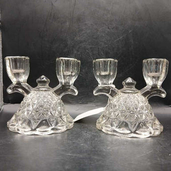 Set of 2 Vintage EAPG Imperial Glass Mount Vernon Double Candlestick Holder, Vintage Imperial Glass Bell, Vintage Christmas Gift