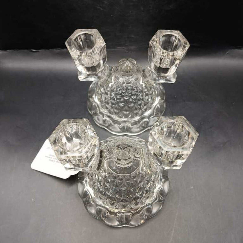 Set of 2 Vintage EAPG Imperial Glass Mount Vernon Double Candlestick Holder, Vintage Imperial Glass Bell, Vintage Christmas Gift