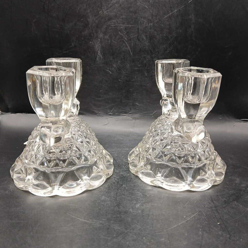 Set of 2 Vintage EAPG Imperial Glass Mount Vernon Double Candlestick Holder, Vintage Imperial Glass Bell, Vintage Christmas Gift