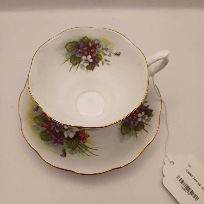 Violet teacup and saucer