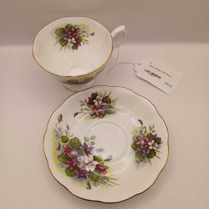 Violet teacup and saucer