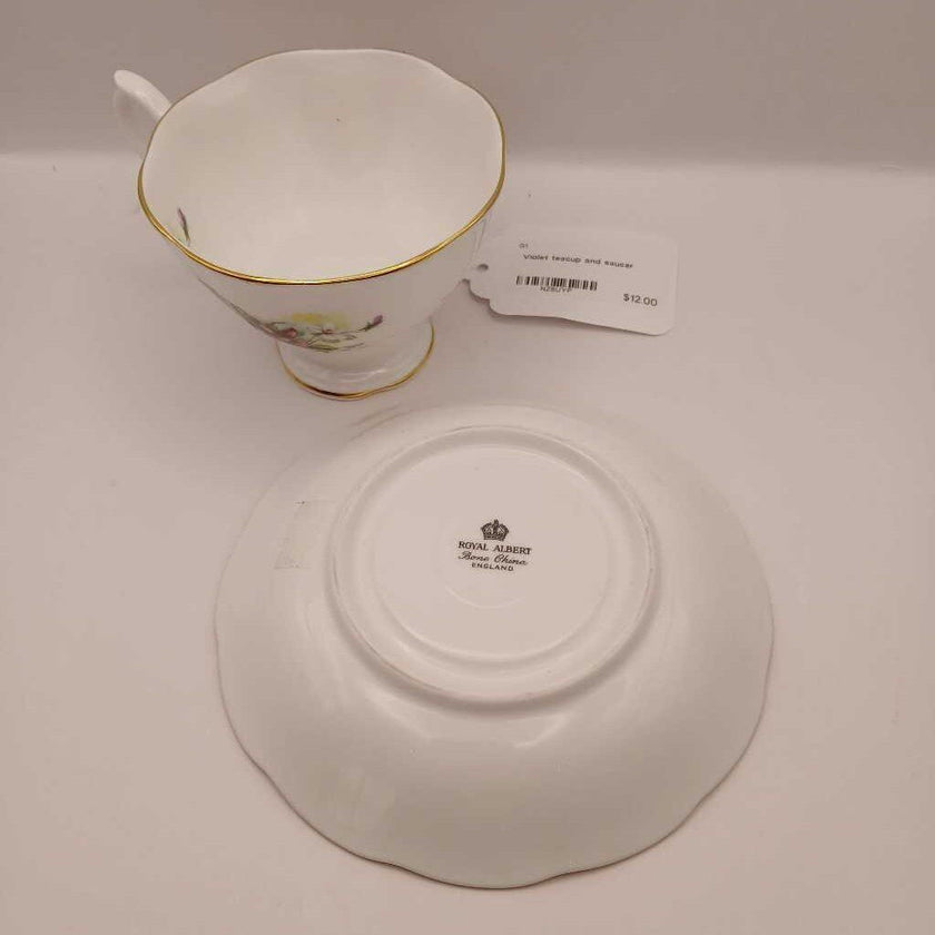 Violet teacup and saucer