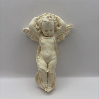 Vintage Italian Alabaster Cherub Wall Sculpture