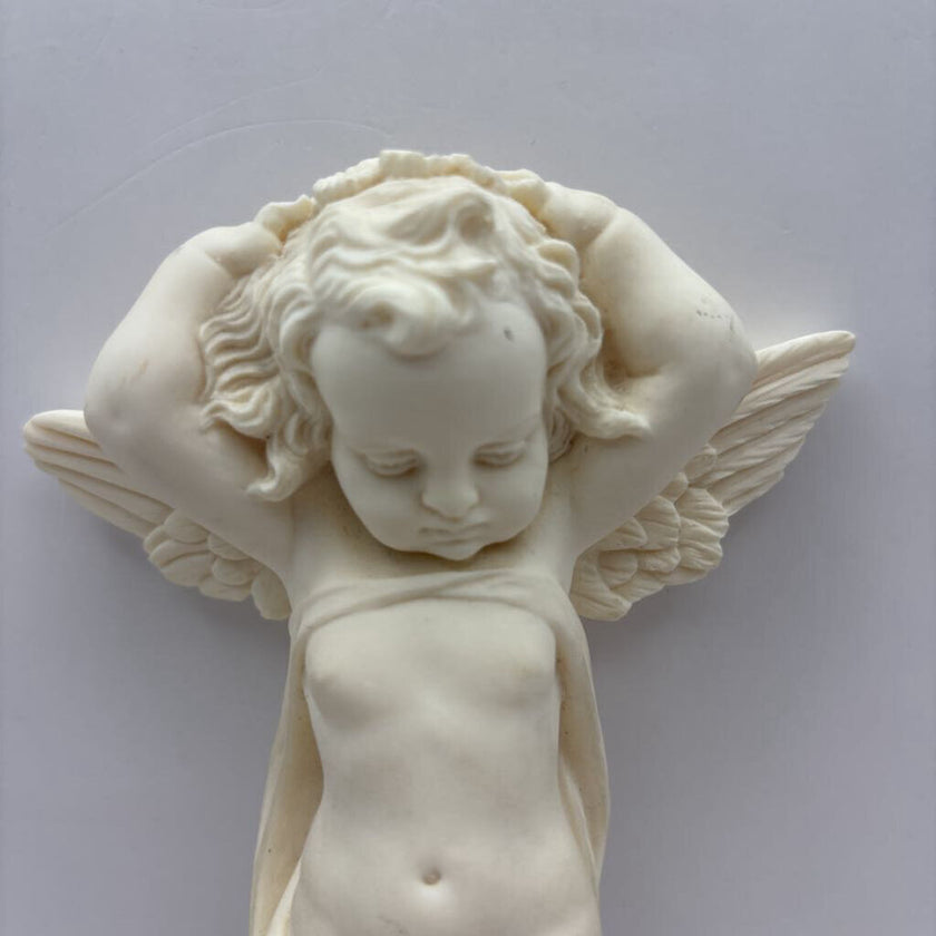 Vintage Italian Alabaster Cherub Wall Sculpture