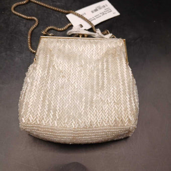 1950s Magid White Beaded Evening Bag, made in Hong Kong