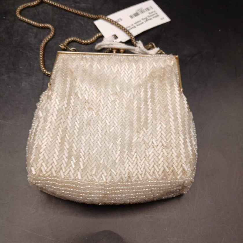 1950s Magid White Beaded Evening Bag, made in Hong Kong