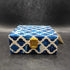 Resin Blue & White Moroccan pattern storage box with clasp