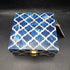 Resin Blue & White Moroccan pattern storage box with clasp