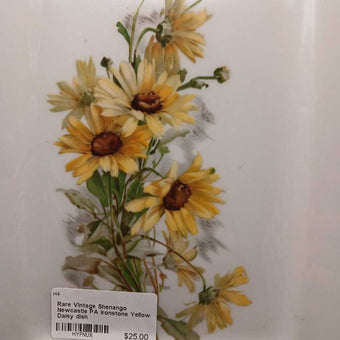 Rare Vintage Shenango Newcastle PA Ironstone Yellow Daisy dish