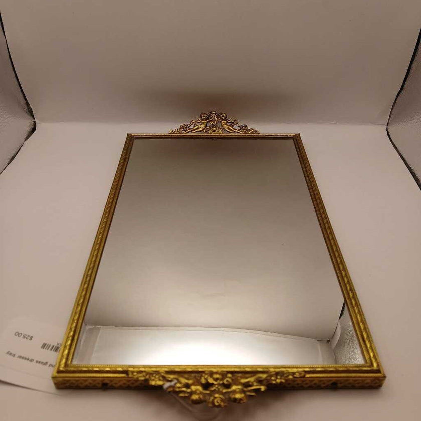 Brass and glass dresser tray