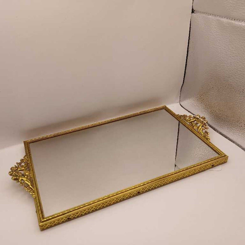 Brass and glass dresser tray