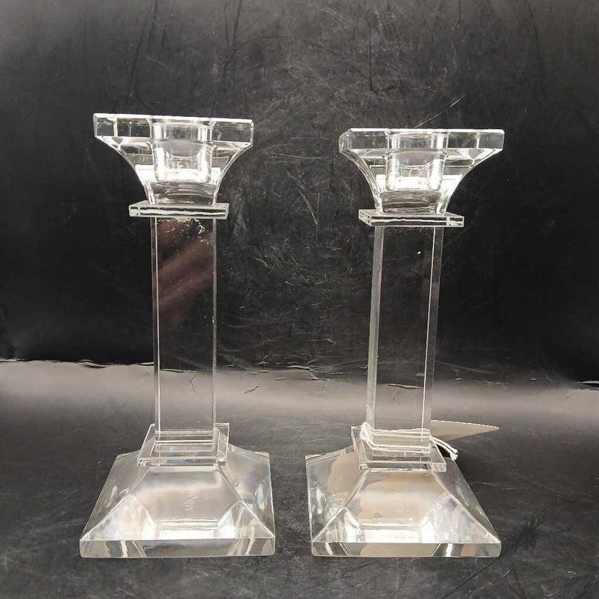 MIKASA Set of 2 Vintage Hyde Park Crystal Candlestick Holders 7