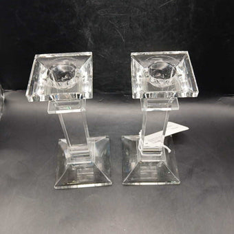 MIKASA Set of 2 Vintage Hyde Park Crystal Candlestick Holders 7