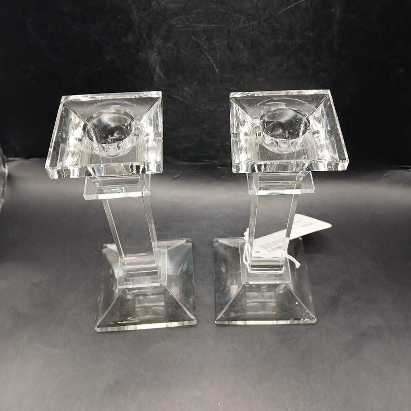 MIKASA Set of 2 Vintage Hyde Park Crystal Candlestick Holders 7