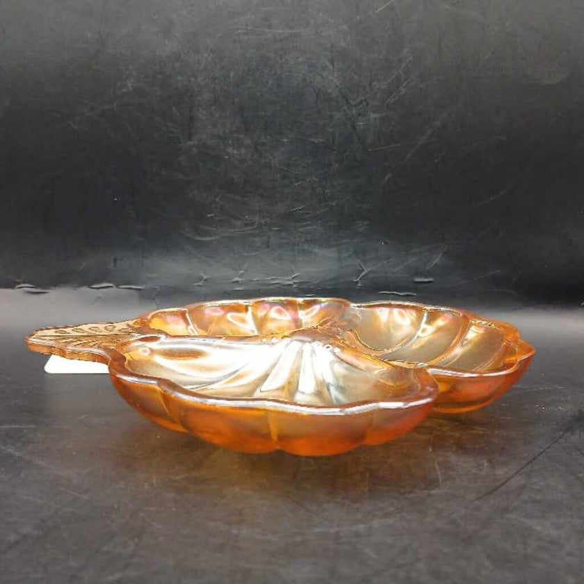 Jeannette Glass Marigold Shamrock Candy Dish