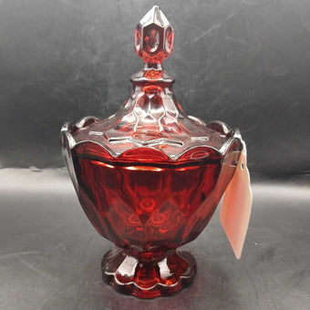 VTG Fostoria Ruby Red Lidded Candy Dish