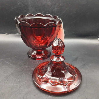 VTG Fostoria Ruby Red Lidded Candy Dish
